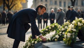 Macron legt einen Kranz am Holocaust-Denkmal nieder